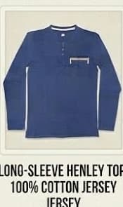 Men's Long-Sleeve Ribbed Henley Top